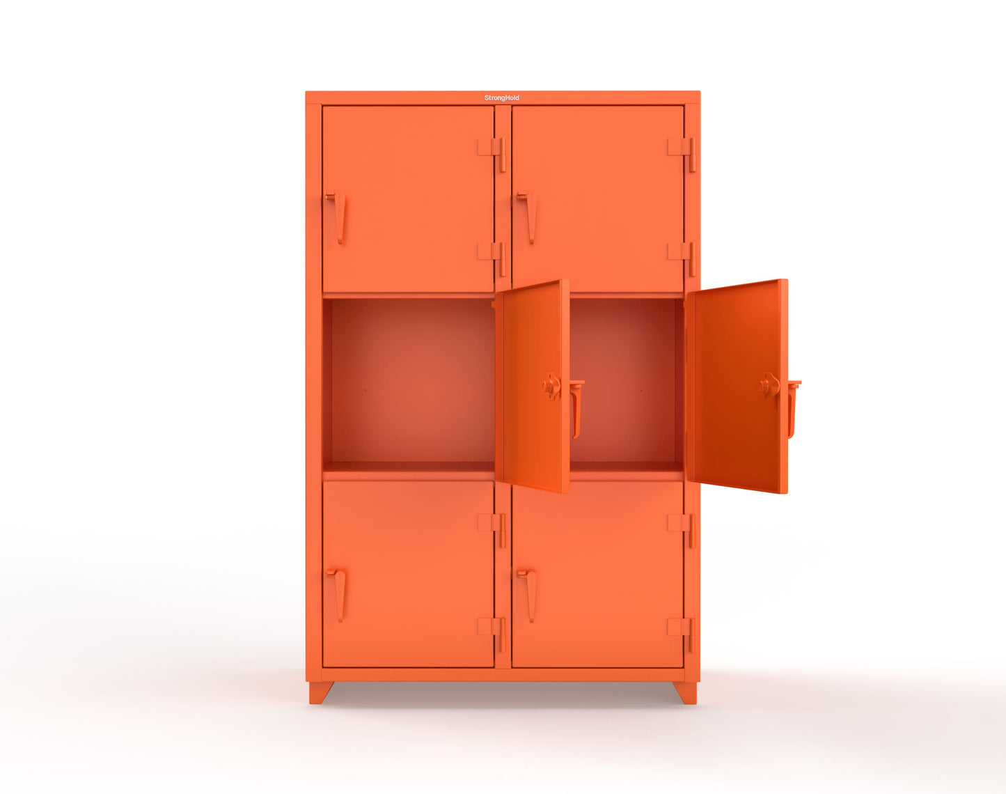 Extra Heavy Duty 14 GA Triple-Tier Locker, 6 Compartments - 48 in. W x 24 in. D x 75 in. H - 46-6D-24-3T-L-2009