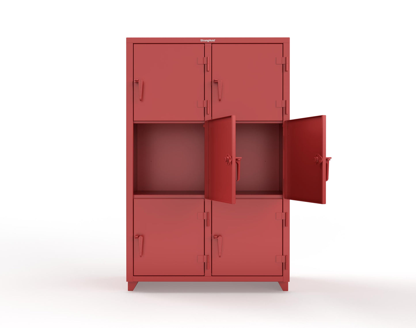 Extra Heavy Duty 14 GA Triple-Tier Locker, 6 Compartments - 48 in. W x 24 in. D x 75 in. H - 46-6D-24-3T-L-3001