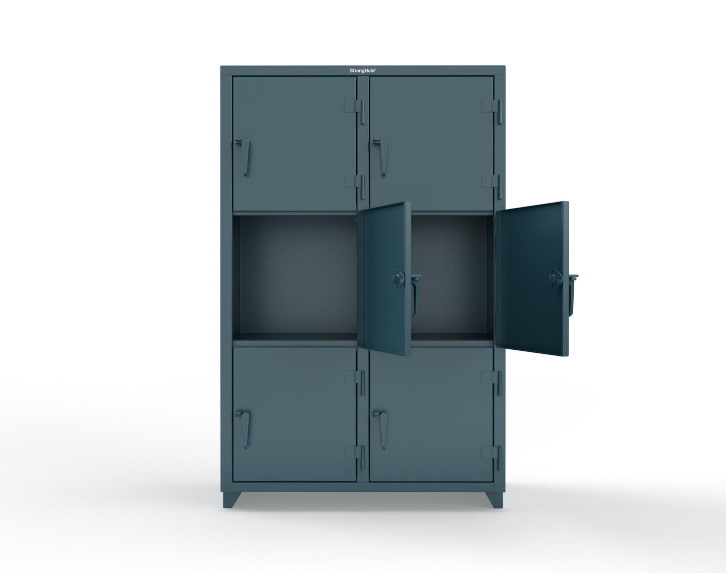 Extra Heavy Duty 14 GA Triple-Tier Locker, 6 Compartments - 48 in. W x 24 in. D x 75 in. H - 46-6D-24-3T-L-5001