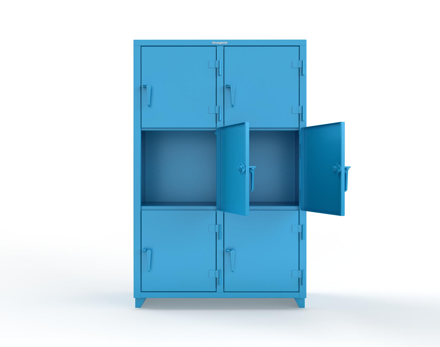 Extra Heavy Duty 14 GA Triple-Tier Locker, 6 Compartments - 48 in. W x 24 in. D x 75 in. H - 46-6D-24-3T-L-5012