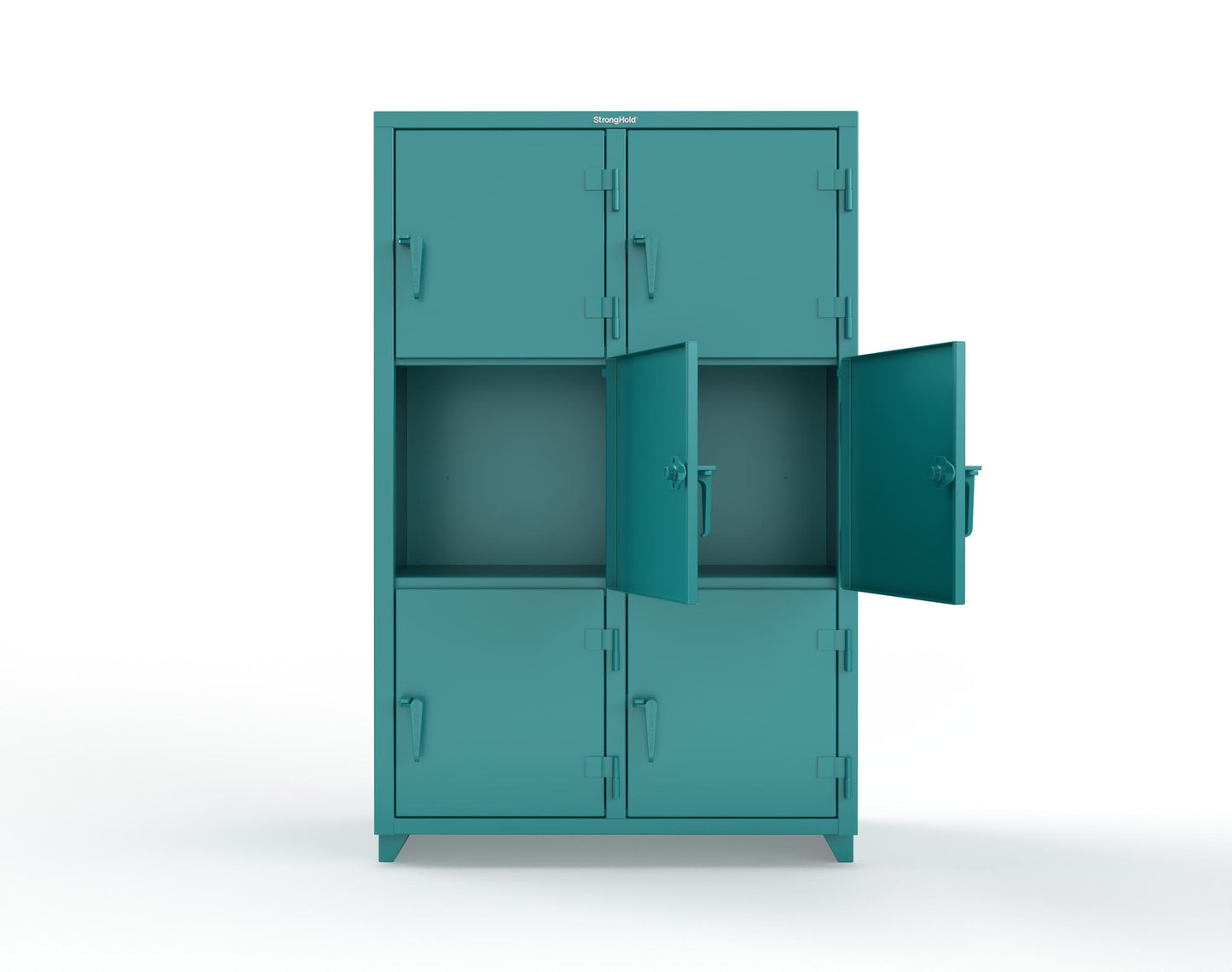Extra Heavy Duty 14 GA Triple-Tier Locker, 6 Compartments - 48 in. W x 24 in. D x 75 in. H - 46-6D-24-3T-L-5021