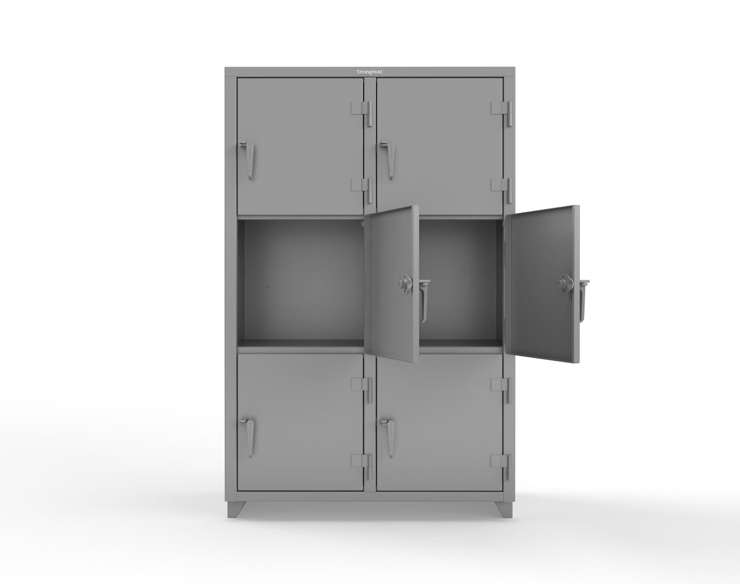 Extra Heavy Duty 14 GA Triple-Tier Locker, 6 Compartments - 48 in. W x 24 in. D x 75 in. H - 46-6D-24-3T-L-7037