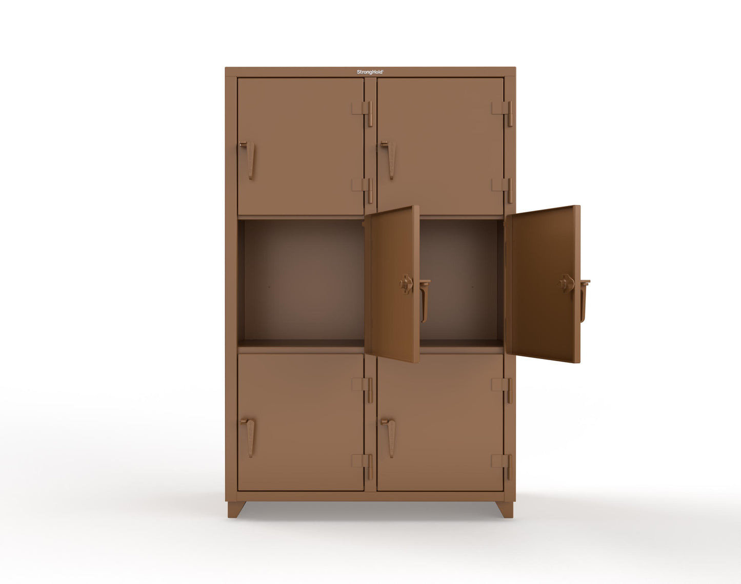 Extra Heavy Duty 14 GA Triple-Tier Locker, 6 Compartments - 48 in. W x 24 in. D x 75 in. H - 46-6D-24-3T-L-8008