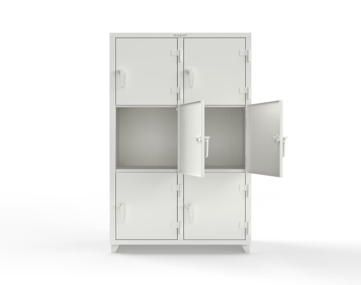 Extra Heavy Duty 14 GA Triple-Tier Locker, 6 Compartments - 48 in. W x 24 in. D x 75 in. H - 46-6D-24-3T-L-9003
