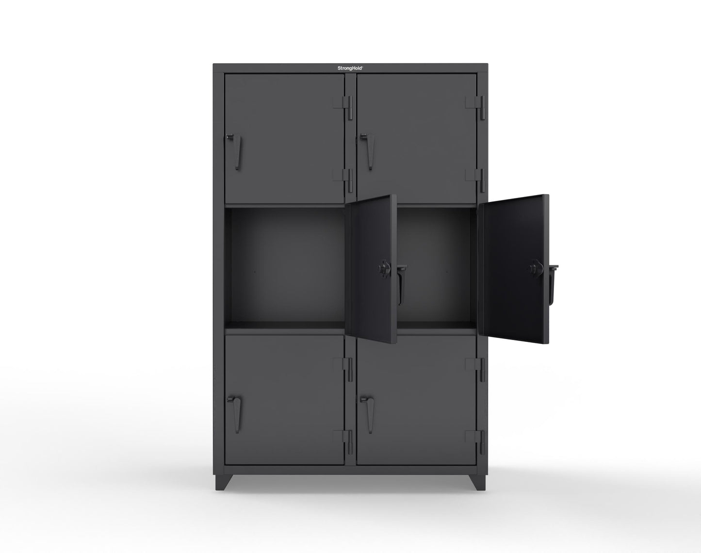 Extra Heavy Duty 14 GA Triple-Tier Locker, 6 Compartments - 48 in. W x 24 in. D x 75 in. H - 46-6D-24-3T-L-9005