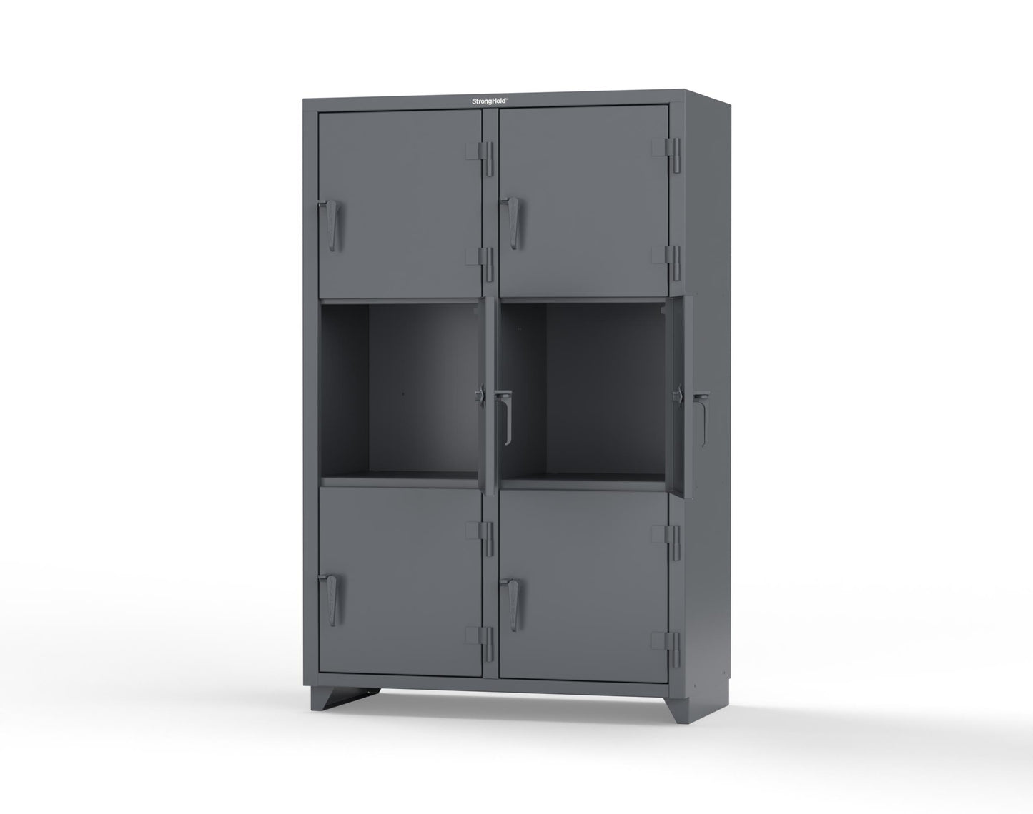 Extra Heavy Duty 14 GA Triple-Tier Locker, 6 Compartments - 48 in. W x 24 in. D x 75 in. H - 46-6D-24-3T-L-7024