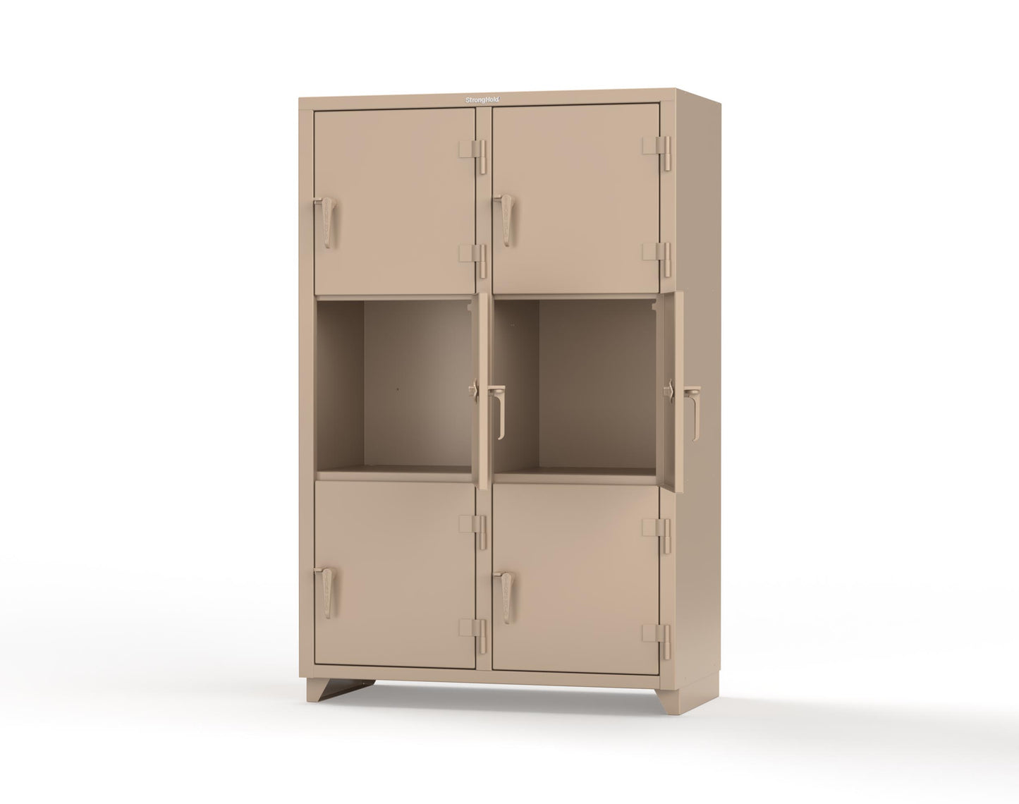 Extra Heavy Duty 14 GA Triple-Tier Locker, 6 Compartments - 48 in. W x 24 in. D x 75 in. H - 46-6D-24-3T-L-1019