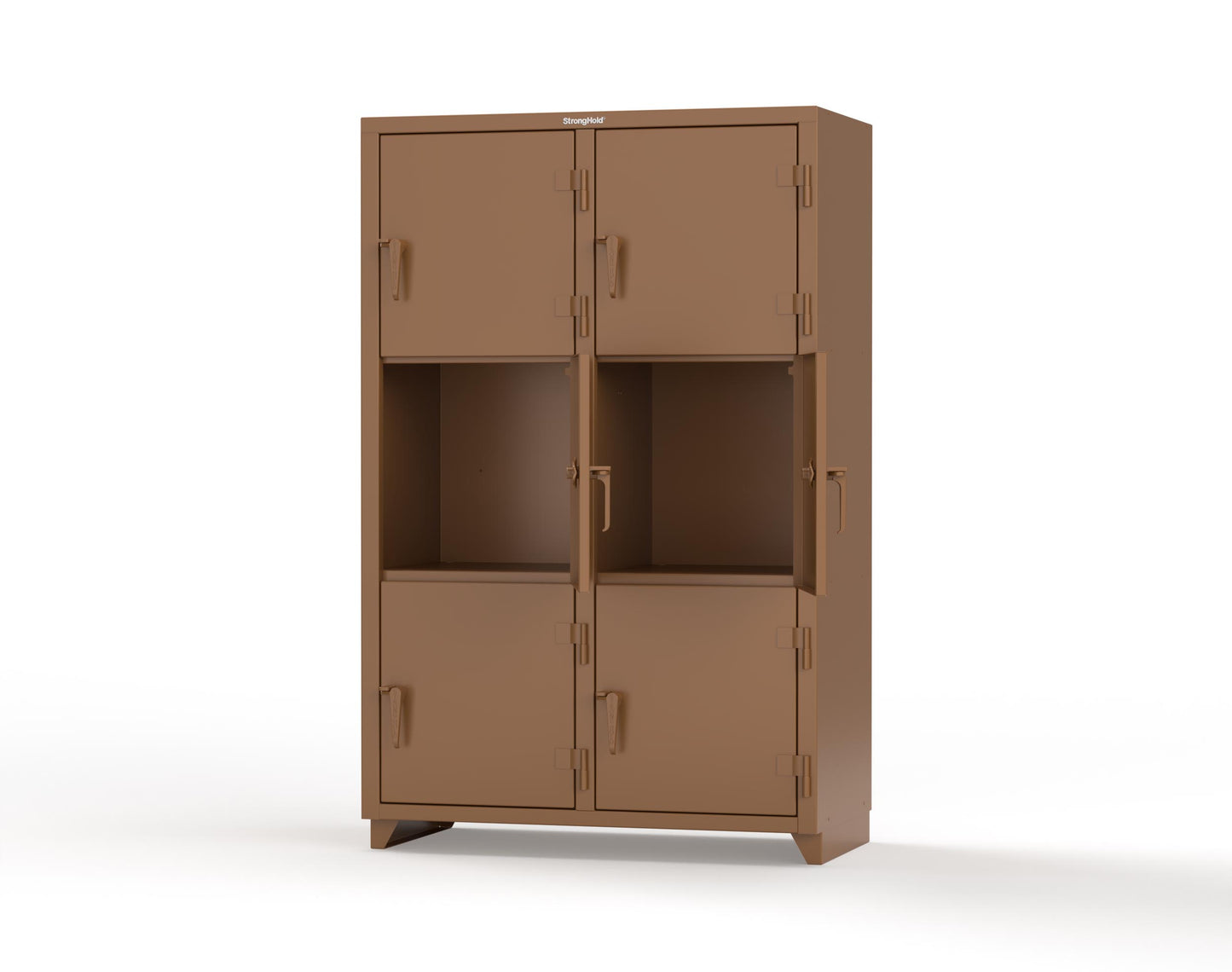 Extra Heavy Duty 14 GA Triple-Tier Locker, 6 Compartments - 48 in. W x 24 in. D x 75 in. H - 46-6D-24-3T-L-8008