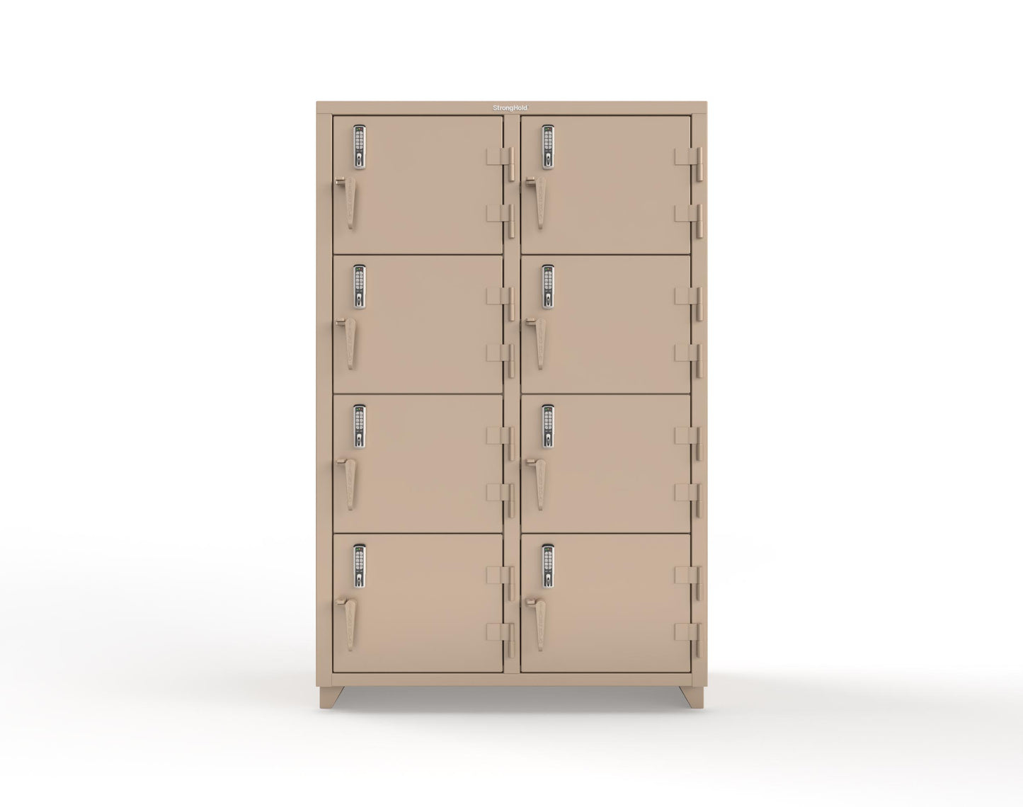 Extra Heavy Duty 14 GA 4-Tier Locker with Keyless Entry Lock, 8 Compartments - 48 in. W x 24 in. D x 75 in. H - 46-8D-24-4T-EK-L-1019