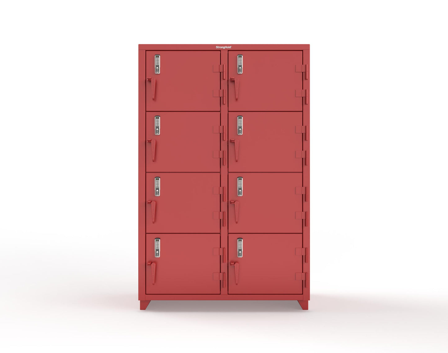 Extra Heavy Duty 14 GA 4-Tier Locker with Keyless Entry Lock, 8 Compartments - 48 in. W x 24 in. D x 75 in. H - 46-8D-24-4T-EK-L-3001