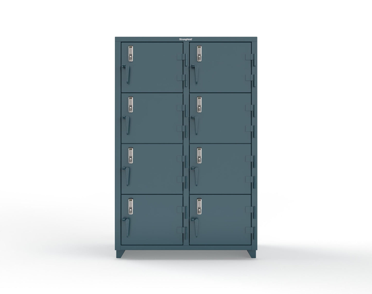 Extra Heavy Duty 14 GA 4-Tier Locker with Keyless Entry Lock, 8 Compartments - 48 in. W x 24 in. D x 75 in. H - 46-8D-24-4T-EK-L-5001