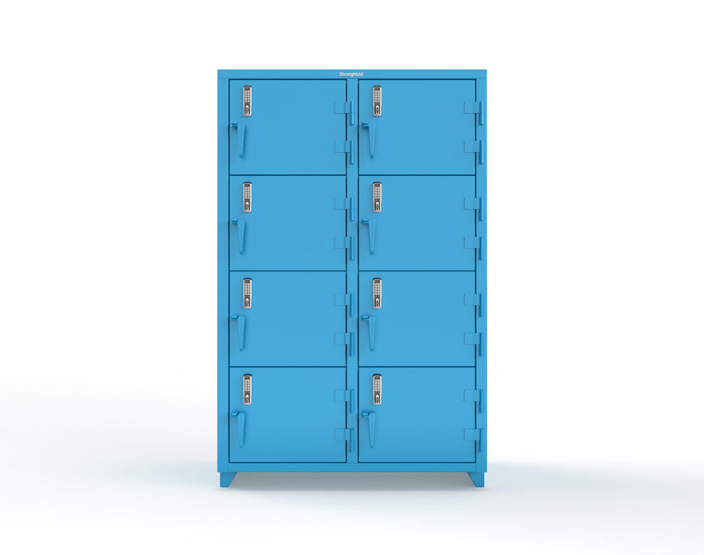 Extra Heavy Duty 14 GA 4-Tier Locker with Keyless Entry Lock, 8 Compartments - 48 in. W x 24 in. D x 75 in. H - 46-8D-24-4T-EK-L-5012