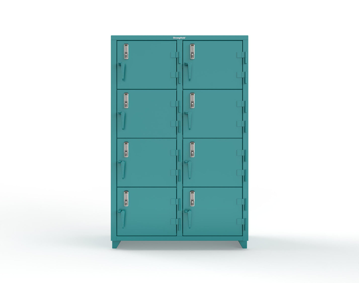 Extra Heavy Duty 14 GA 4-Tier Locker with Keyless Entry Lock, 8 Compartments - 48 in. W x 24 in. D x 75 in. H - 46-8D-24-4T-EK-L-5021