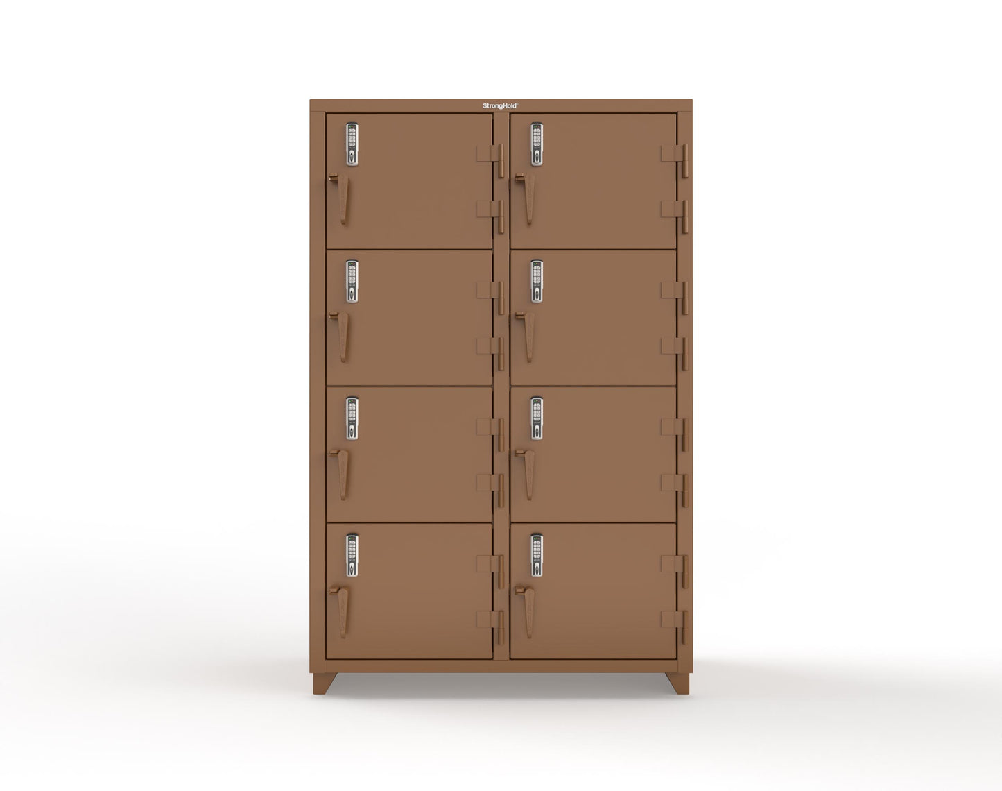 Extra Heavy Duty 14 GA 4-Tier Locker with Keyless Entry Lock, 8 Compartments - 48 in. W x 24 in. D x 75 in. H - 46-8D-24-4T-EK-L-8008