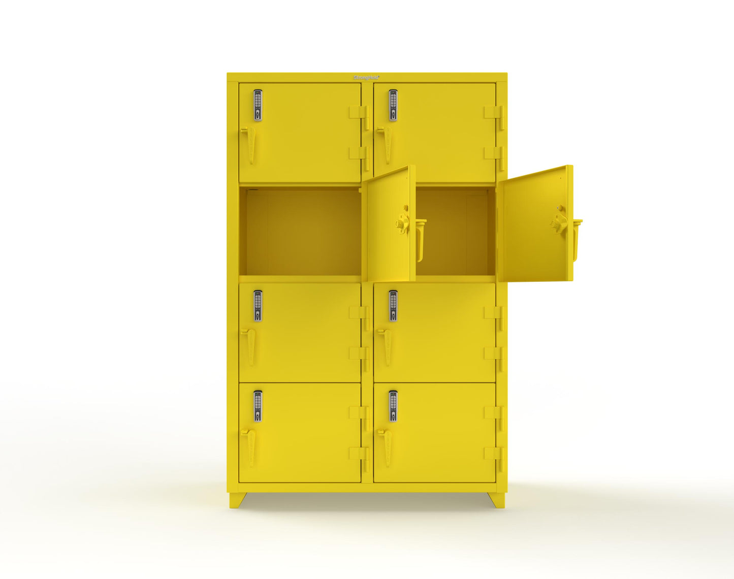 Extra Heavy Duty 14 GA 4-Tier Locker with Keyless Entry Lock, 8 Compartments - 48 in. W x 24 in. D x 75 in. H - 46-8D-24-4T-EK-L-1021