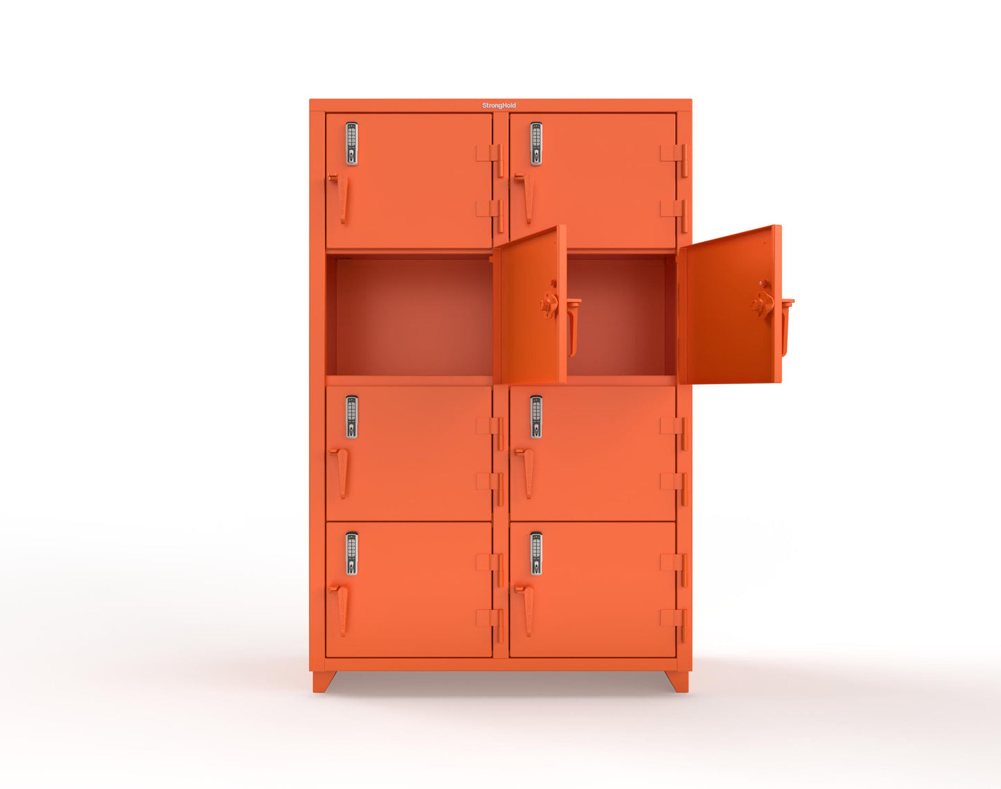 Extra Heavy Duty 14 GA 4-Tier Locker with Keyless Entry Lock, 8 Compartments - 48 in. W x 24 in. D x 75 in. H - 46-8D-24-4T-EK-L-2009