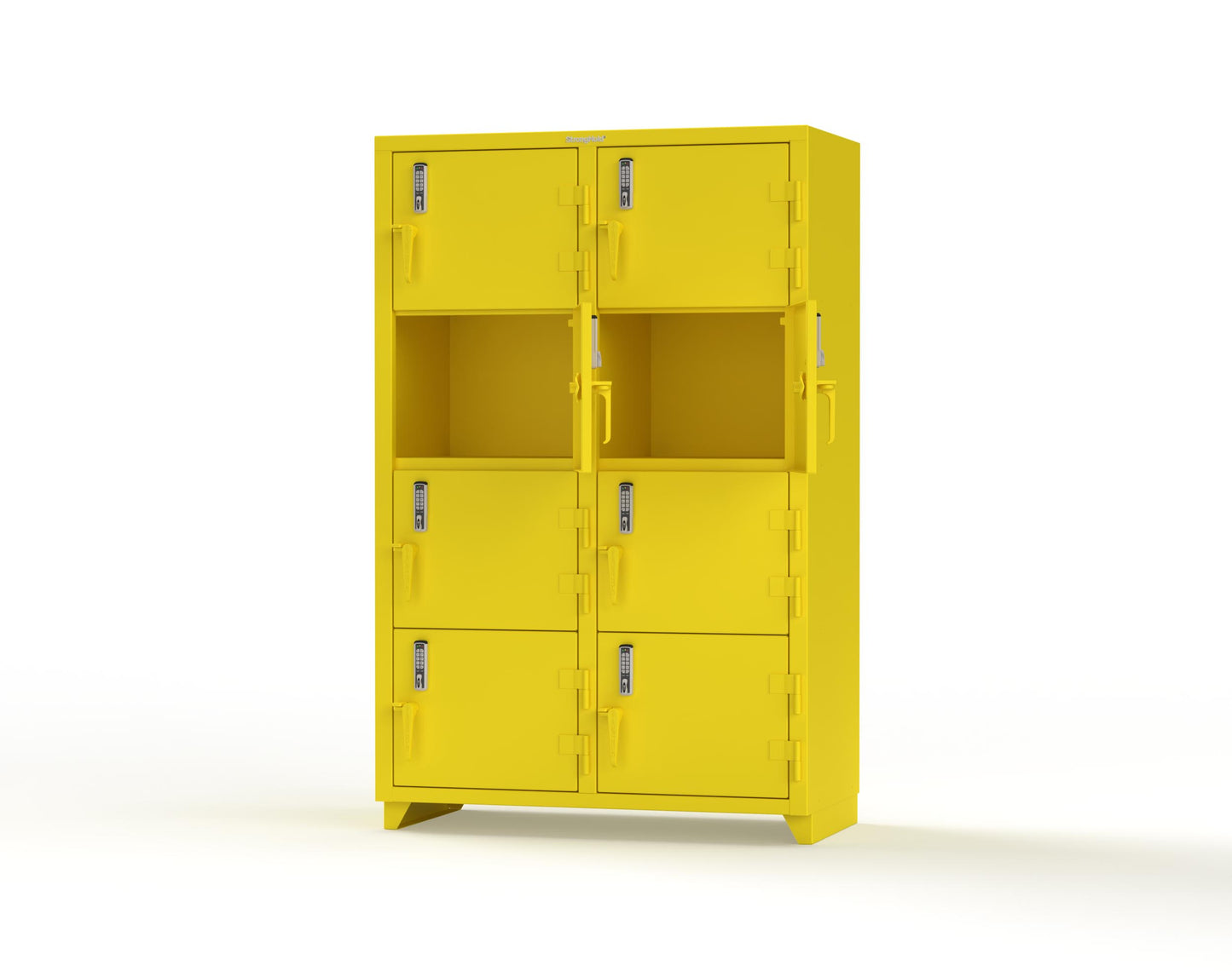 Extra Heavy Duty 14 GA 4-Tier Locker with Keyless Entry Lock, 8 Compartments - 48 in. W x 24 in. D x 75 in. H - 46-8D-24-4T-EK-L-1021