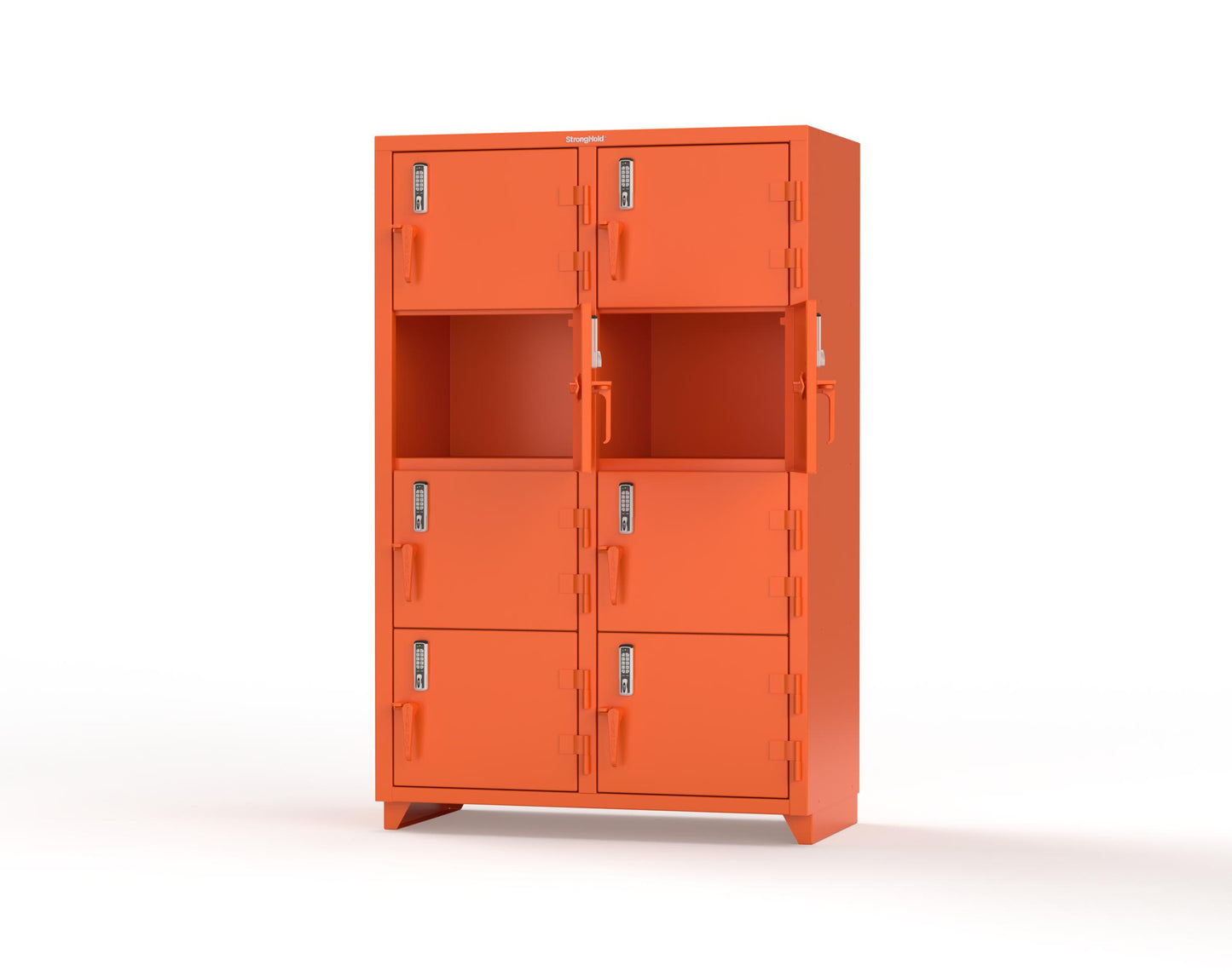 Extra Heavy Duty 14 GA 4-Tier Locker with Keyless Entry Lock, 8 Compartments - 48 in. W x 24 in. D x 75 in. H - 46-8D-24-4T-EK-L-2009