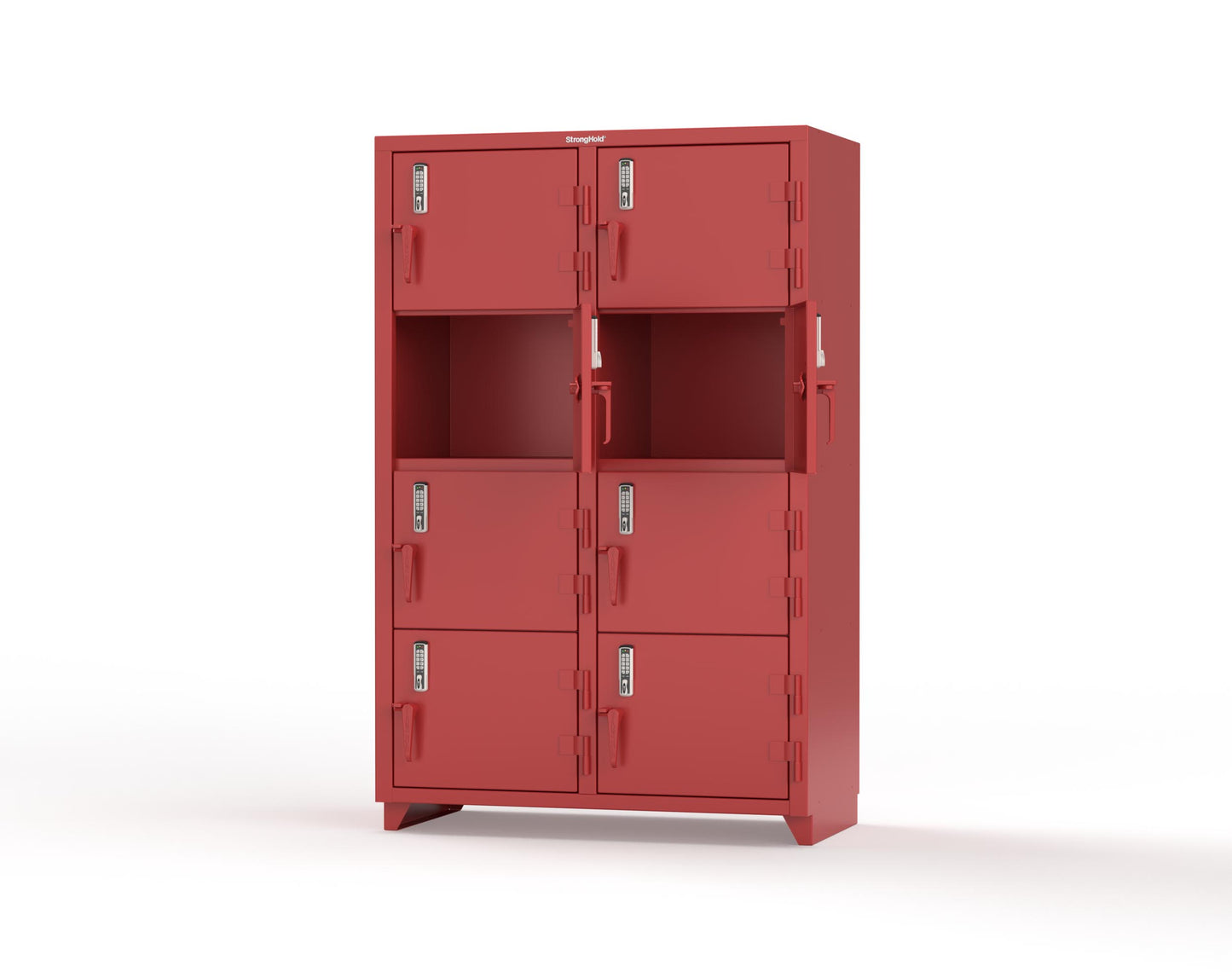 Extra Heavy Duty 14 GA 4-Tier Locker with Keyless Entry Lock, 8 Compartments - 48 in. W x 24 in. D x 75 in. H - 46-8D-24-4T-EK-L-3001