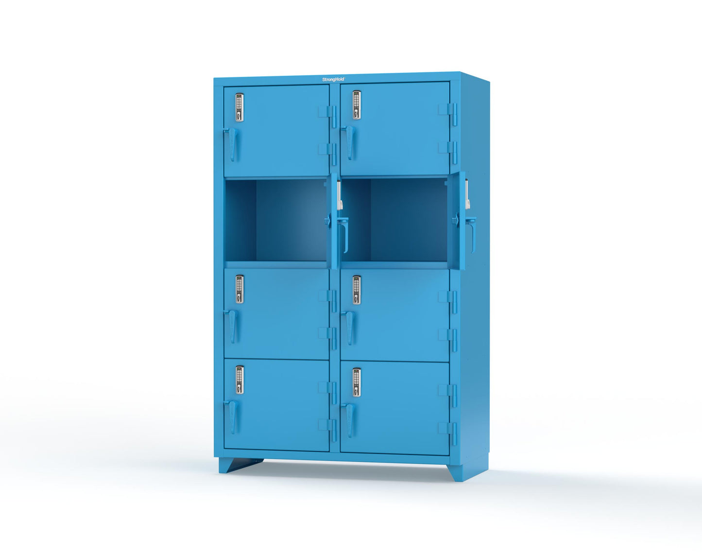 Extra Heavy Duty 14 GA 4-Tier Locker with Keyless Entry Lock, 8 Compartments - 48 in. W x 24 in. D x 75 in. H - 46-8D-24-4T-EK-L-5012