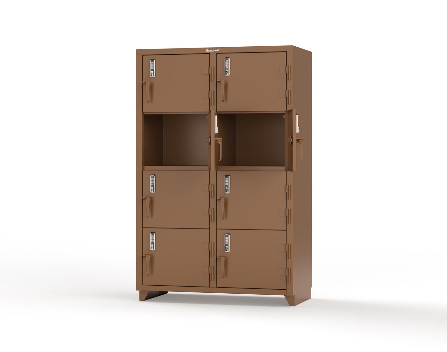 Extra Heavy Duty 14 GA 4-Tier Locker with Keyless Entry Lock, 8 Compartments - 48 in. W x 24 in. D x 75 in. H - 46-8D-24-4T-EK-L-8008