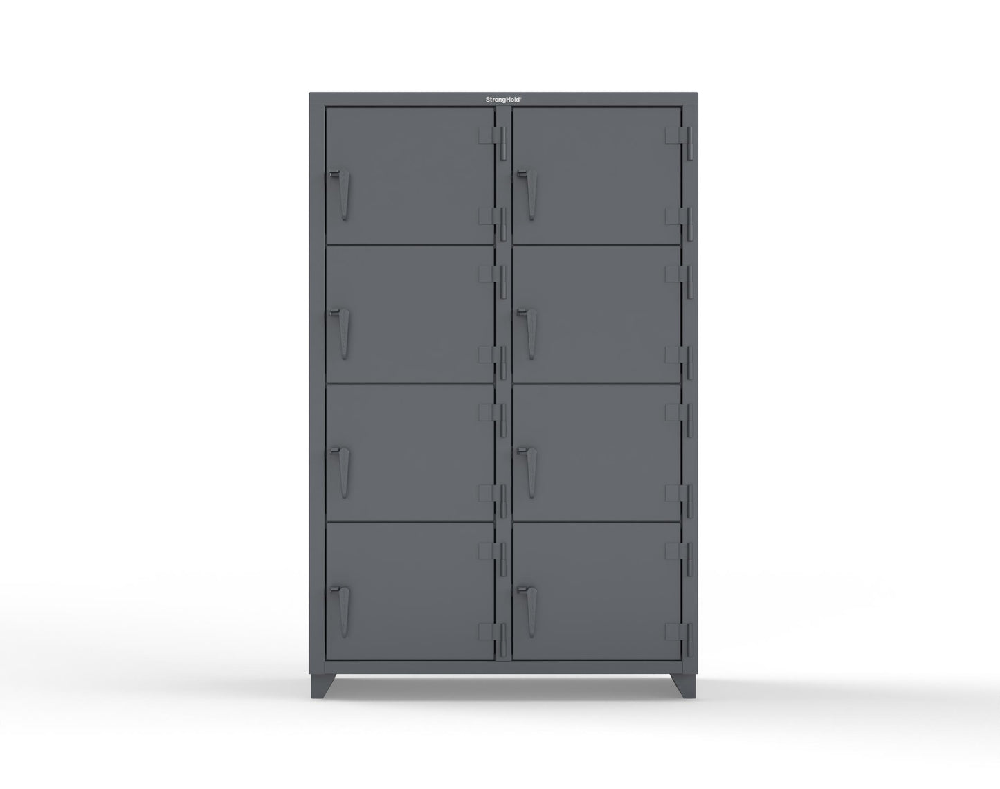 Extra Heavy Duty 14 GA 4-Tier Locker, 8 Compartments - 48 in. W x 24 in. D x 75 in. H - 46-8D-24-4T-L-7024