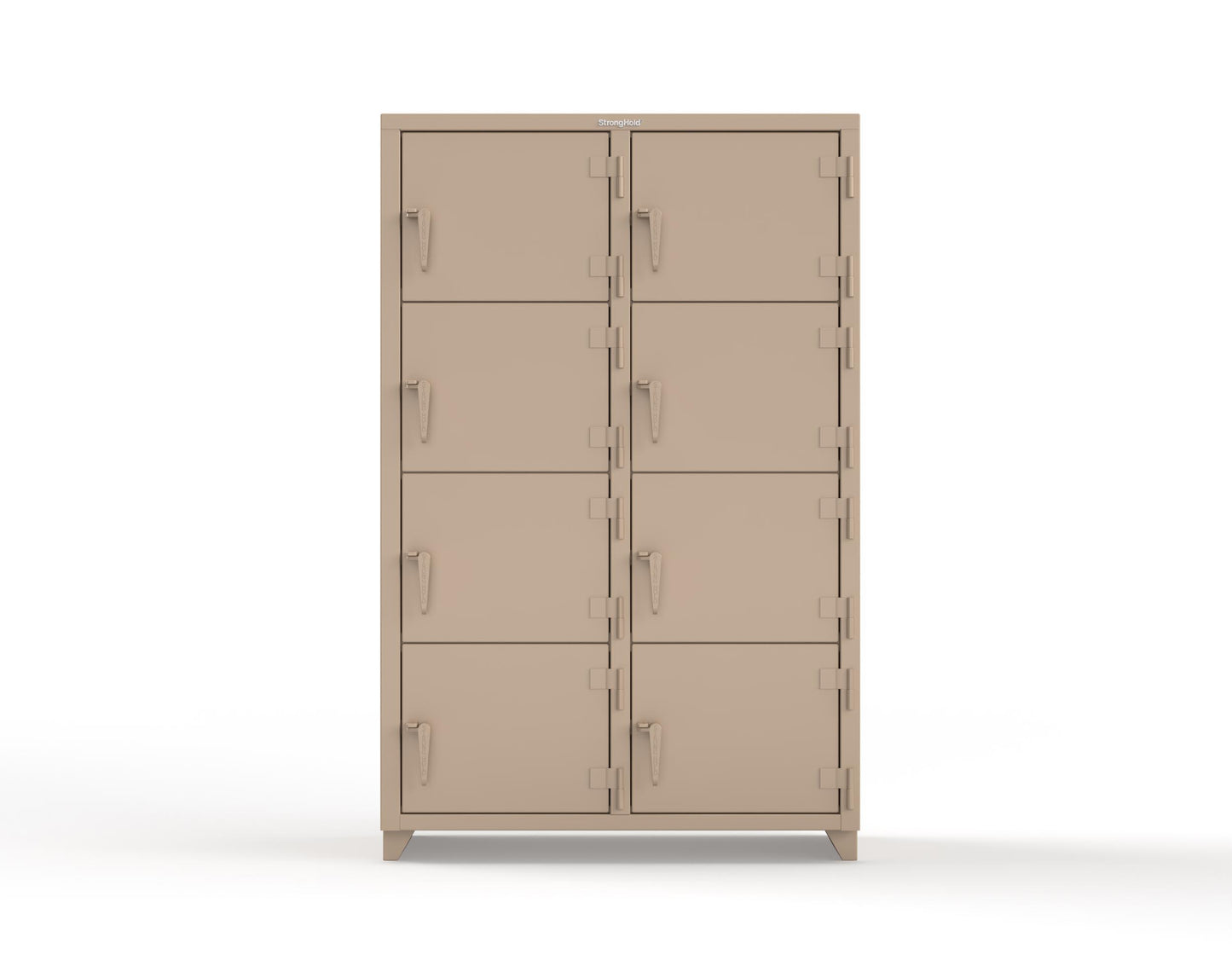 Extra Heavy Duty 14 GA 4-Tier Locker, 8 Compartments - 48 in. W x 24 in. D x 75 in. H - 46-8D-24-4T-L-1019