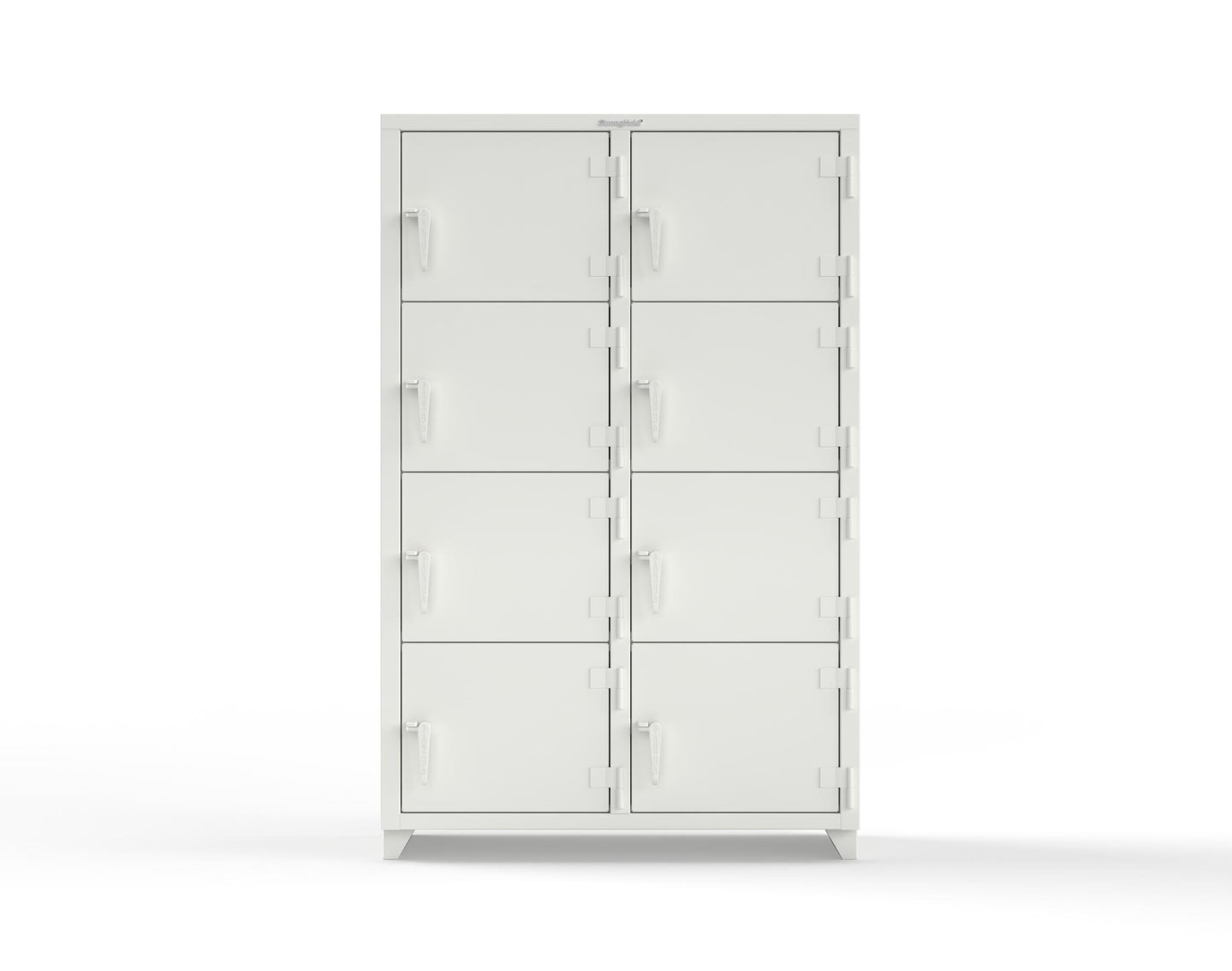 Extra Heavy Duty 14 GA 4-Tier Locker, 8 Compartments - 48 in. W x 24 in. D x 75 in. H - 46-8D-24-4T-L-9003