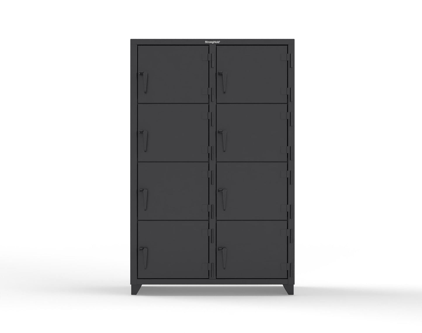 Extra Heavy Duty 14 GA 4-Tier Locker, 8 Compartments - 48 in. W x 24 in. D x 75 in. H - 46-8D-24-4T-L-9005