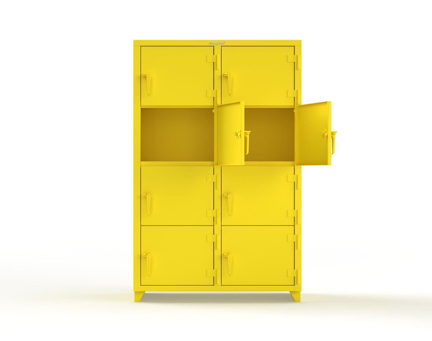 Extra Heavy Duty 14 GA 4-Tier Locker, 8 Compartments - 48 in. W x 24 in. D x 75 in. H - 46-8D-24-4T-L-1021
