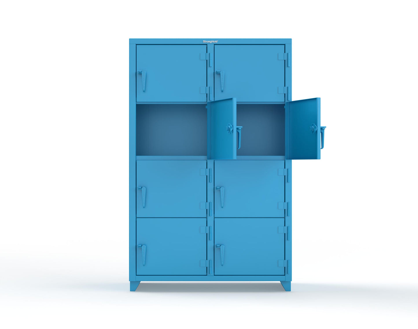 Extra Heavy Duty 14 GA 4-Tier Locker, 8 Compartments - 48 in. W x 24 in. D x 75 in. H - 46-8D-24-4T-L-5012