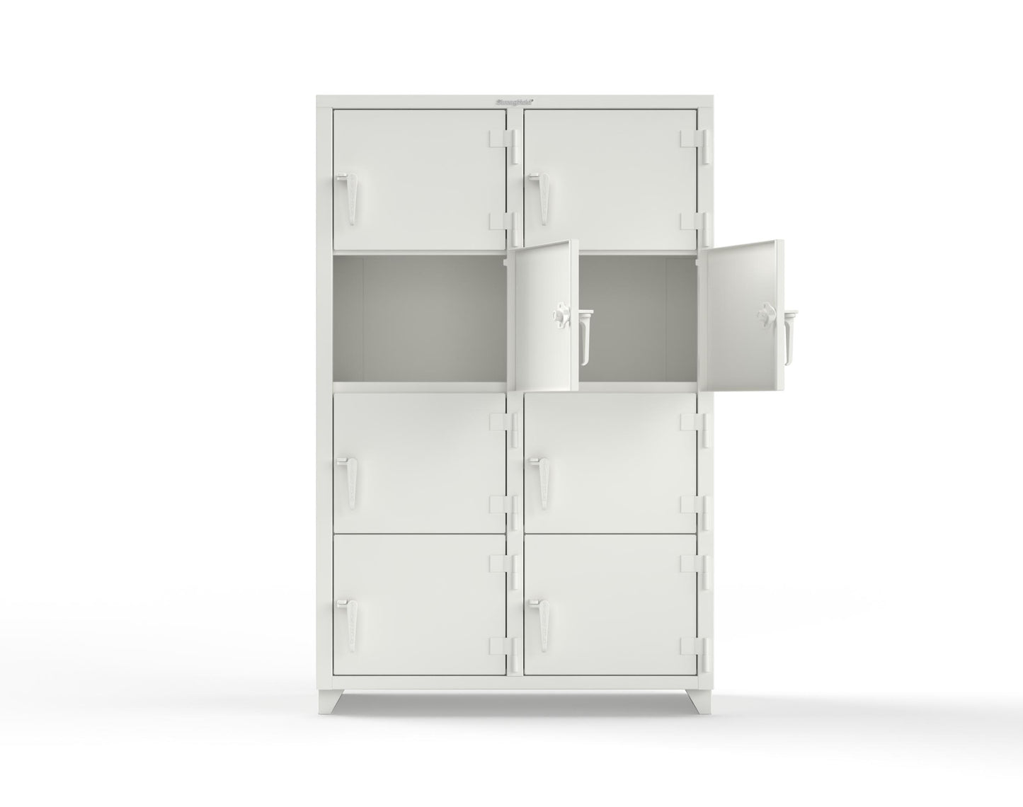 Extra Heavy Duty 14 GA 4-Tier Locker, 8 Compartments - 48 in. W x 24 in. D x 75 in. H - 46-8D-24-4T-L-9003
