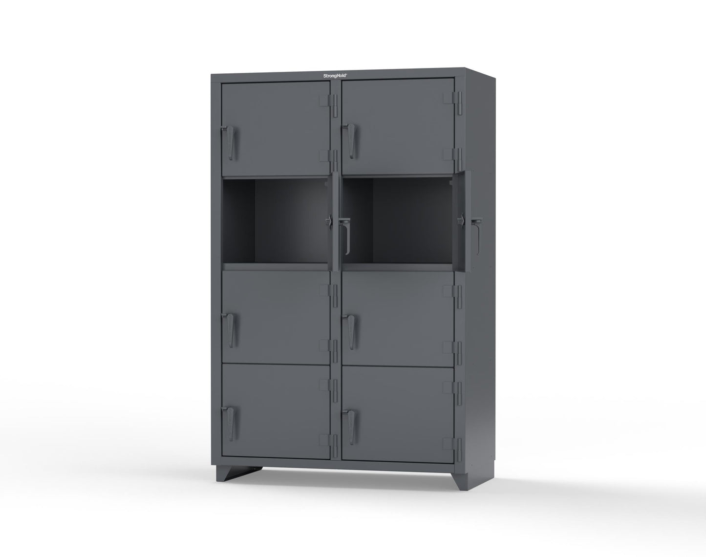 Extra Heavy Duty 14 GA 4-Tier Locker, 8 Compartments - 48 in. W x 24 in. D x 75 in. H - 46-8D-24-4T-L-7024
