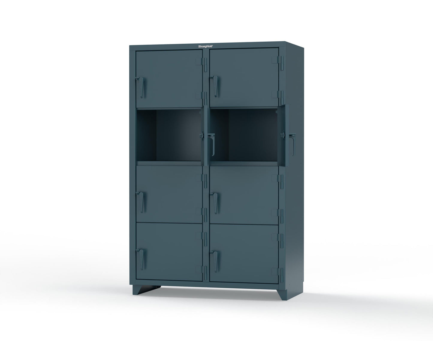 Extra Heavy Duty 14 GA 4-Tier Locker, 8 Compartments - 48 in. W x 24 in. D x 75 in. H - 46-8D-24-4T-L-5001