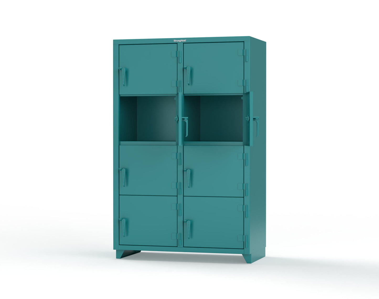 Extra Heavy Duty 14 GA 4-Tier Locker, 8 Compartments - 48 in. W x 24 in. D x 75 in. H - 46-8D-24-4T-L-5021
