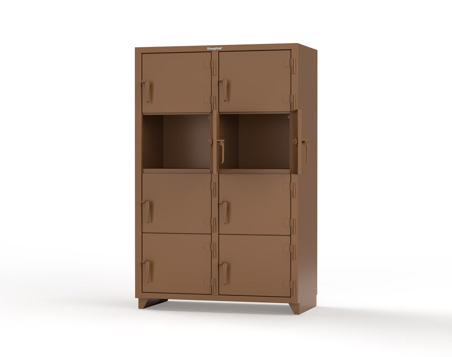 Extra Heavy Duty 14 GA 4-Tier Locker, 8 Compartments - 48 in. W x 24 in. D x 75 in. H - 46-8D-24-4T-L-8008