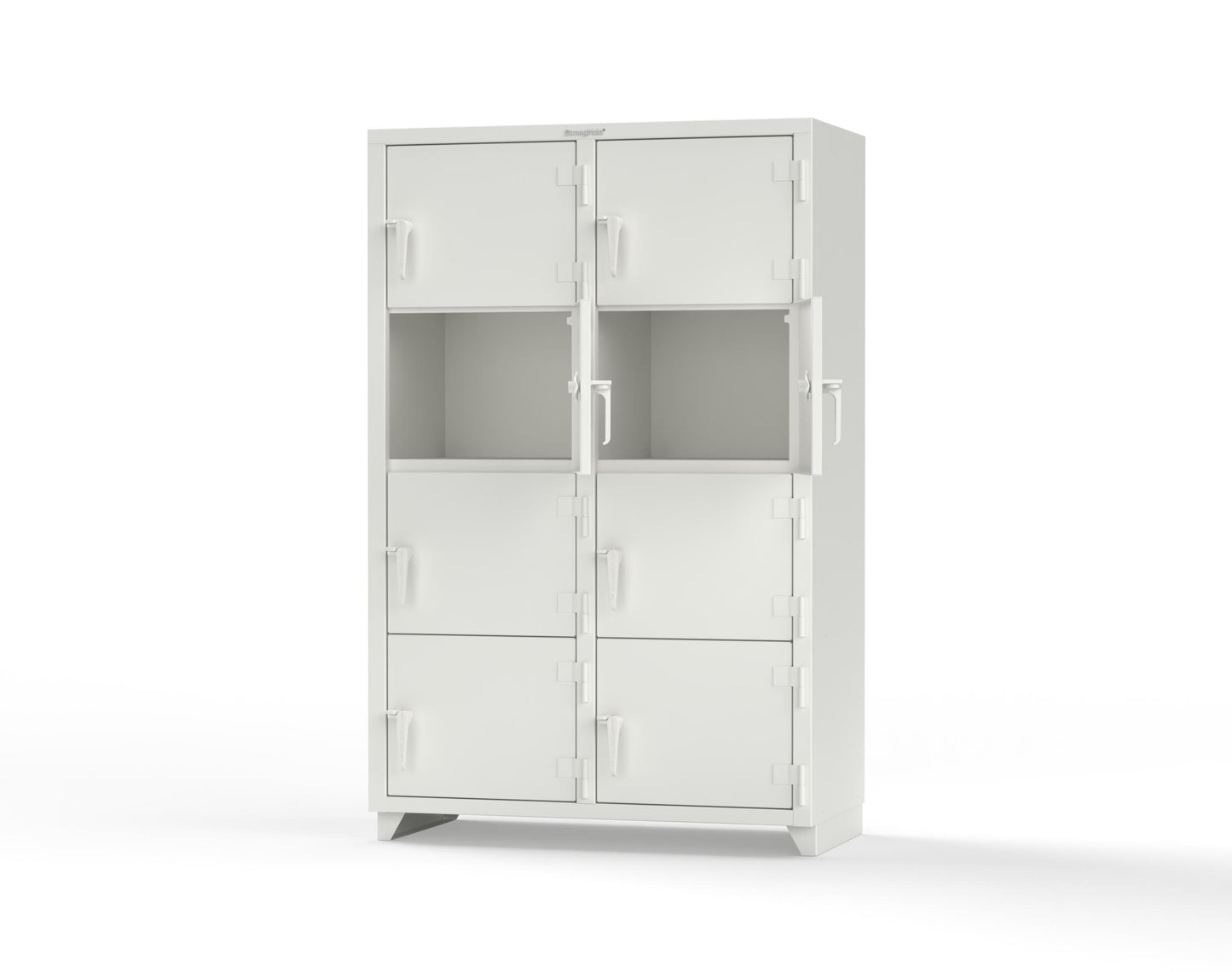 Extra Heavy Duty 14 GA 4-Tier Locker, 8 Compartments - 48 in. W x 24 in. D x 75 in. H - 46-8D-24-4T-L-9003
