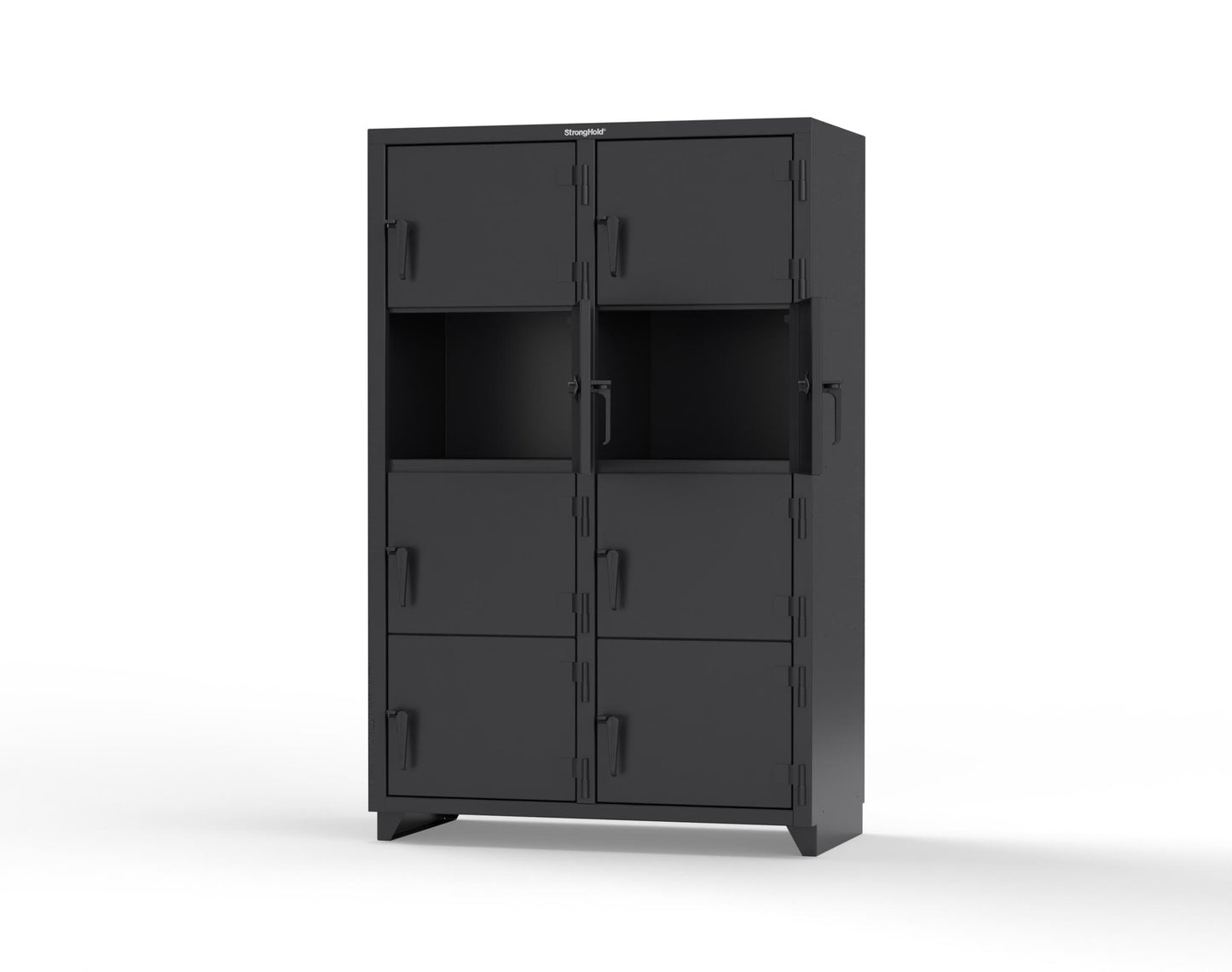 Extra Heavy Duty 14 GA 4-Tier Locker, 8 Compartments - 48 in. W x 24 in. D x 75 in. H - 46-8D-24-4T-L-9005