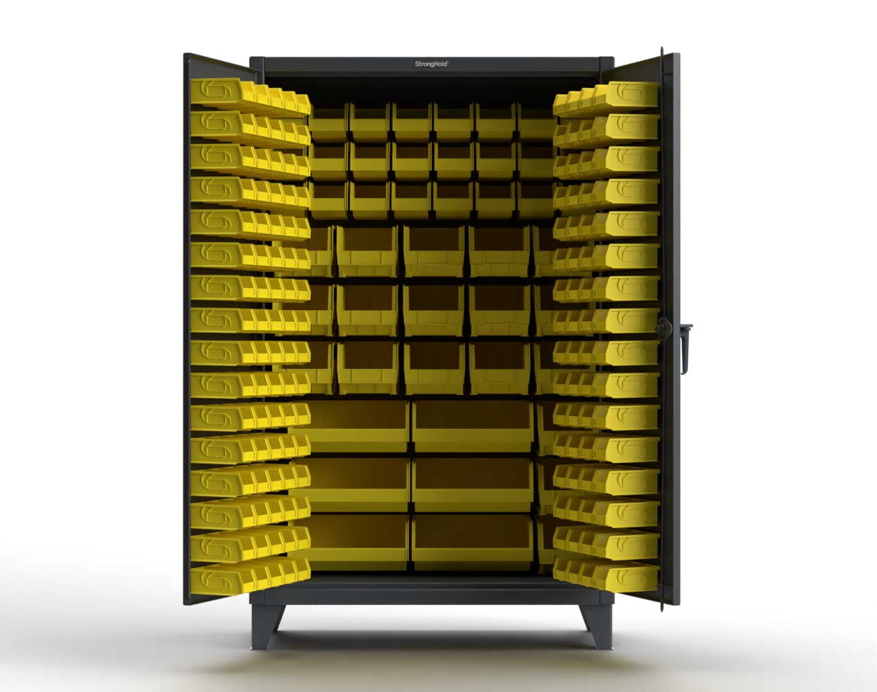 Extreme Duty 12 GA Industrial Cabinet with Multiple Sized Bins - 60 In. W x 24 In. D x 78 In. H