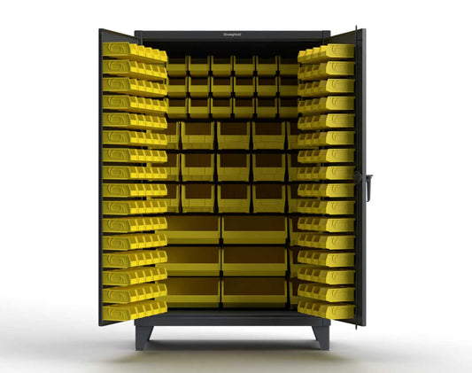 Extreme Duty 12 GA Industrial Cabinet with Multiple Sized Bins - 60 In. W x 24 In. D x 78 In. H
