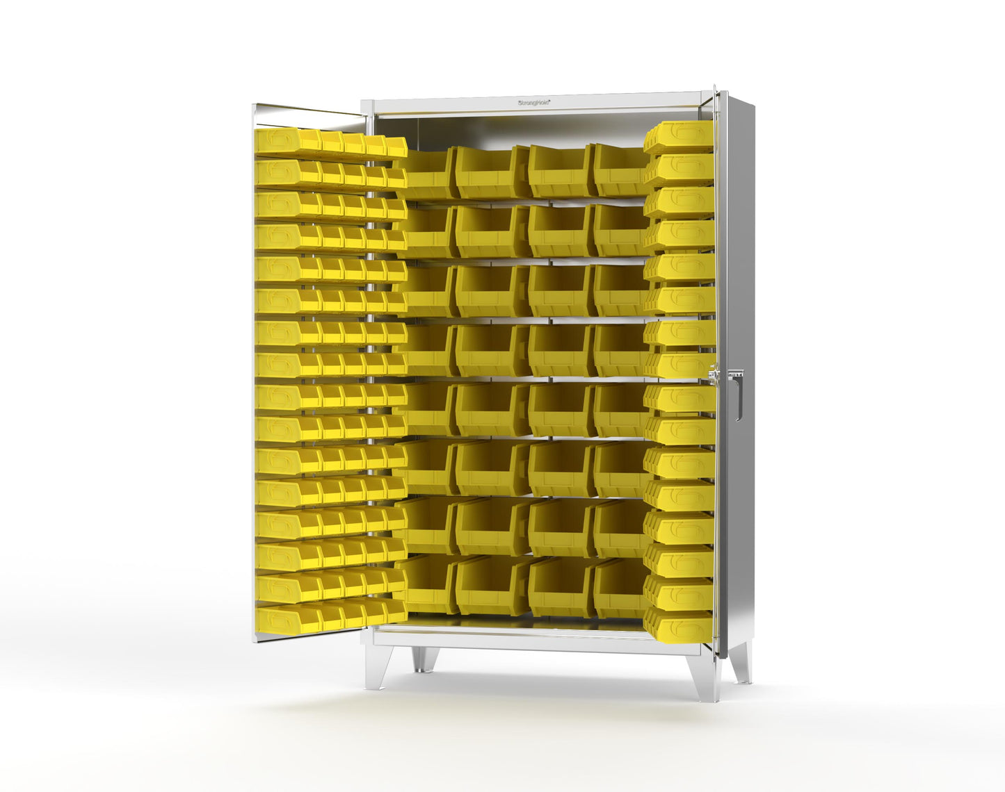 Extreme Duty 12 GA Stainless Steel All Bin Cabinet - 48 In. W x 24 In. D x 78 In. H - 46-BB-240-SS