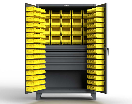 Extreme Duty 12 GA Bin Cabinet with Multiple Sized Bins, 4 Drawers, 1 Shelf - 36 In. W x 24 In. D x 78 In. H