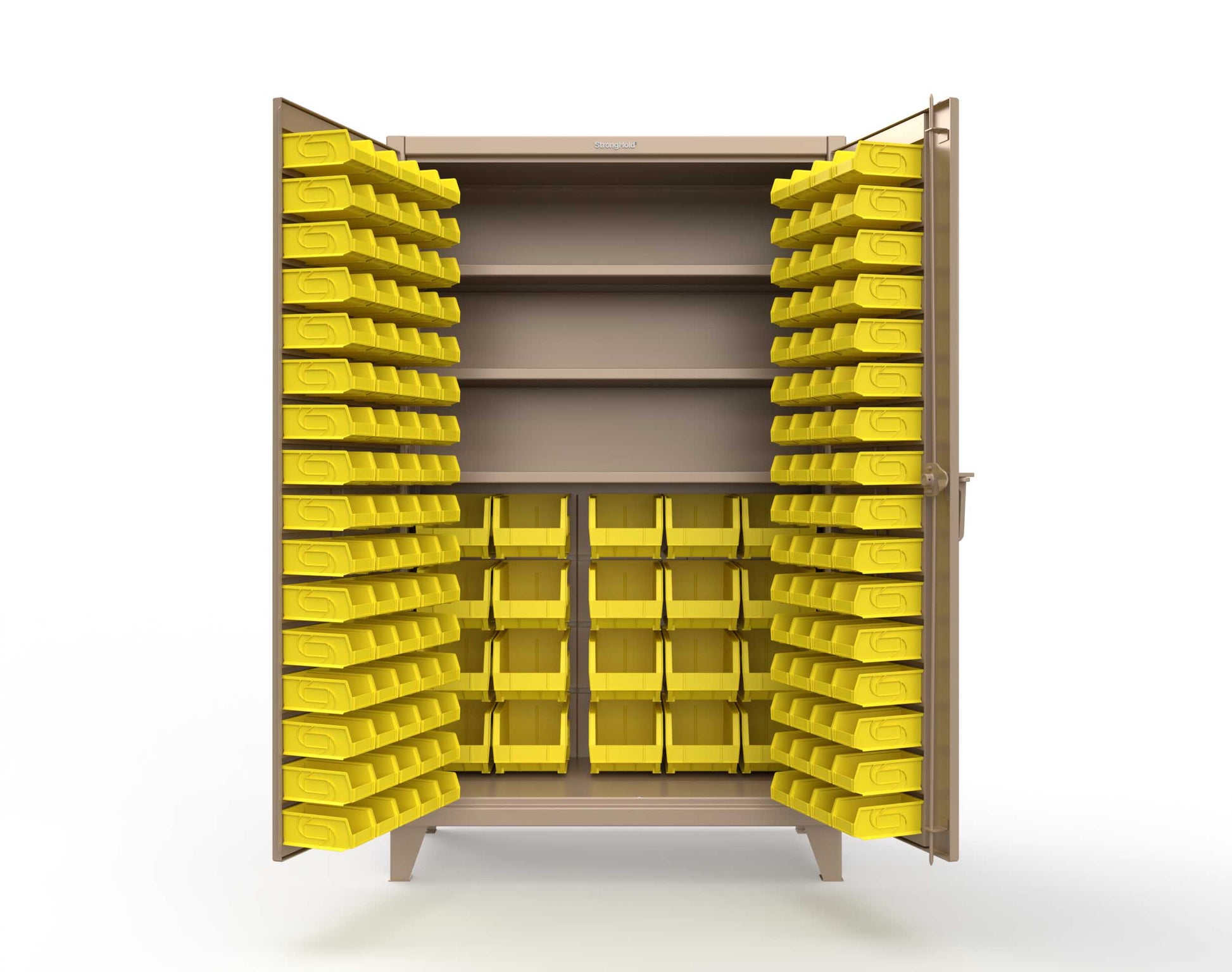 Extreme Duty 12 GA Bin Cabinet with Multiple Sized Bins, 3 Shelves - 48 In. W x 24 In. D x 78 In. H - 46-BBS-243-1019