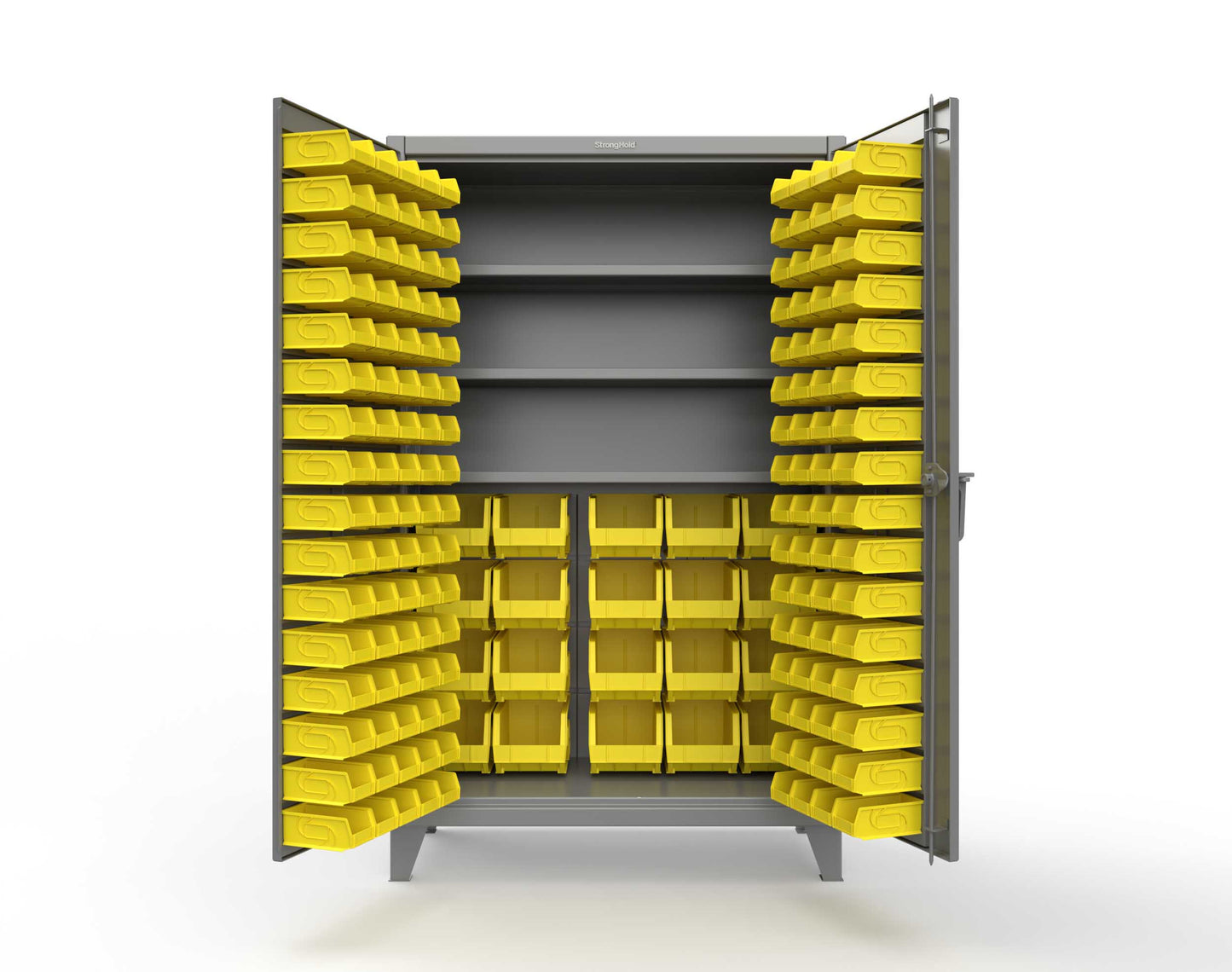 Extreme Duty 12 GA Bin Cabinet with Multiple Sized Bins, 3 Shelves - 48 In. W x 24 In. D x 78 In. H - 46-BBS-243-7037