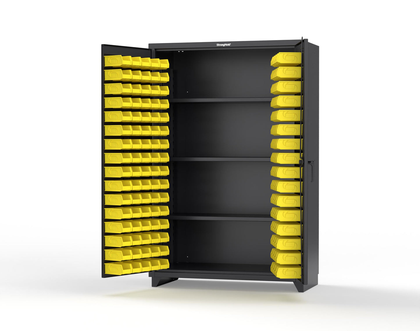 Extra Heavy Duty 14 GA Bin Cabinet with 3 Shelves - 48 In. W x 24 In. D x 75 In. H - 46-BS-243-L-9005