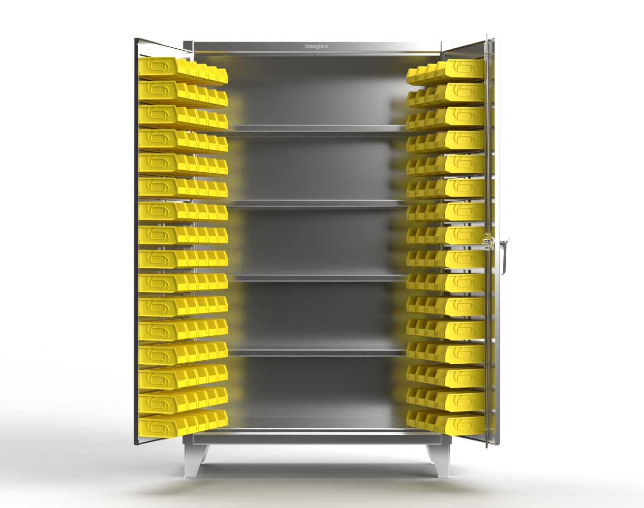 Extreme Duty 12 GA Stainless Steel Bin Cabinet with 4 Shelves - 36 In. W x 24 In. D x 78 In. H
