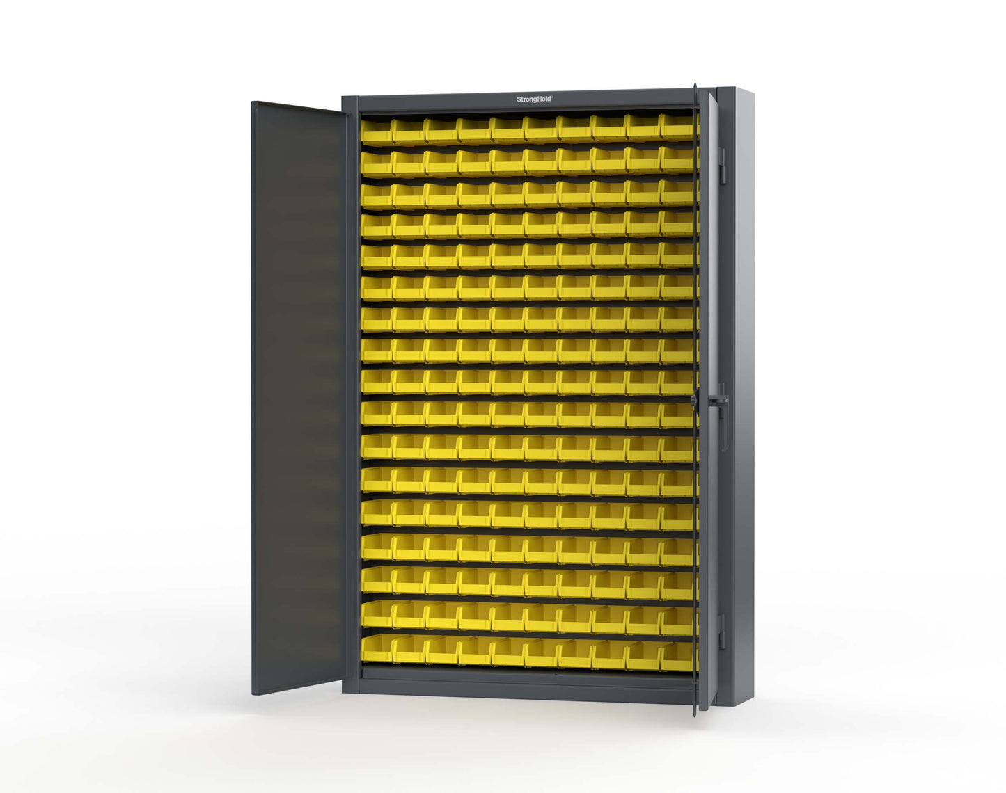 Extreme Duty 12 GA Industrial Slim-Line Cabinet with Bins - 48 In. W x 10 In. D x 72 In. H - 46-BSC-100-7024
