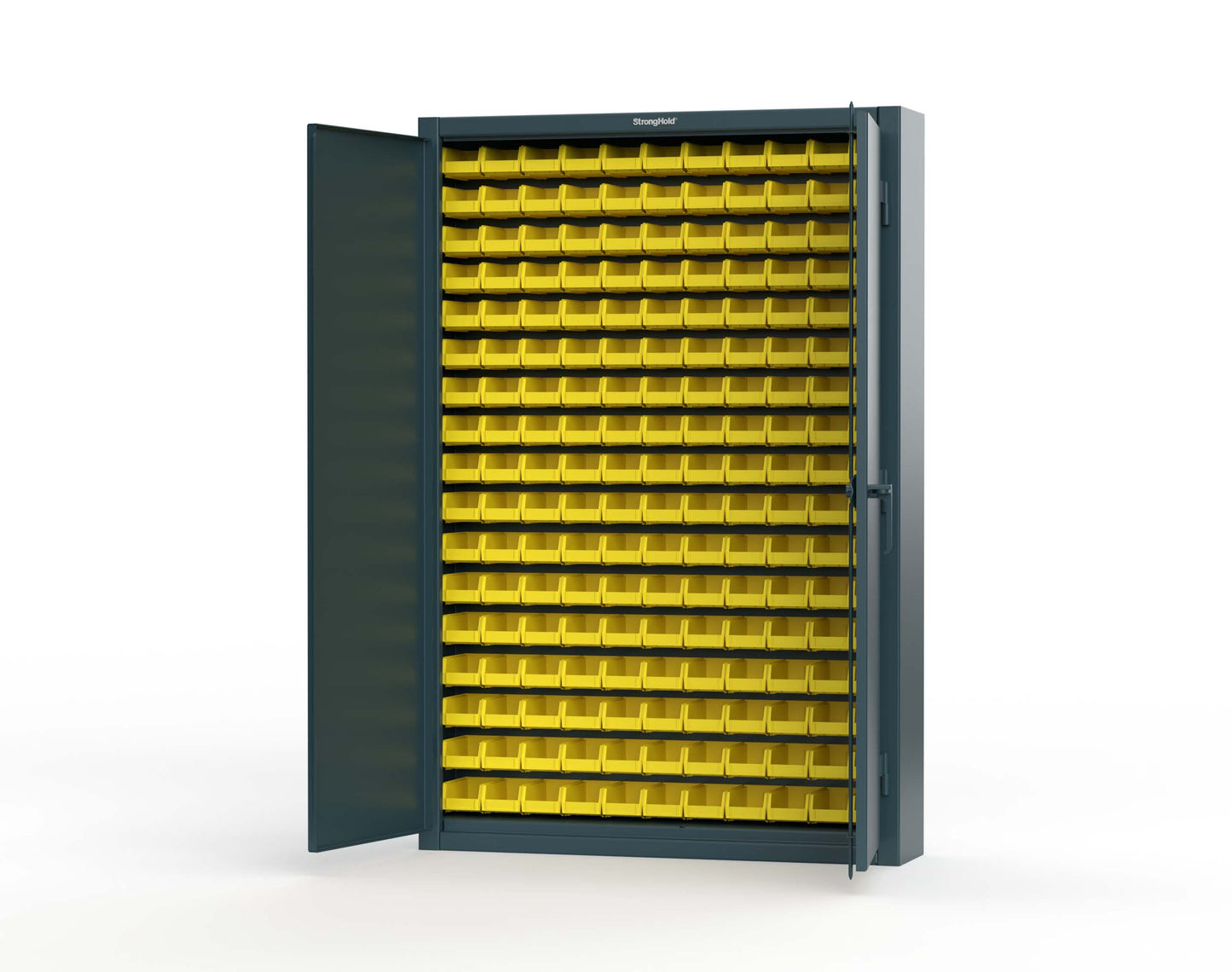 Extreme Duty 12 GA Industrial Slim-Line Cabinet with Bins - 48 In. W x 10 In. D x 72 In. H - 46-BSC-100-5001