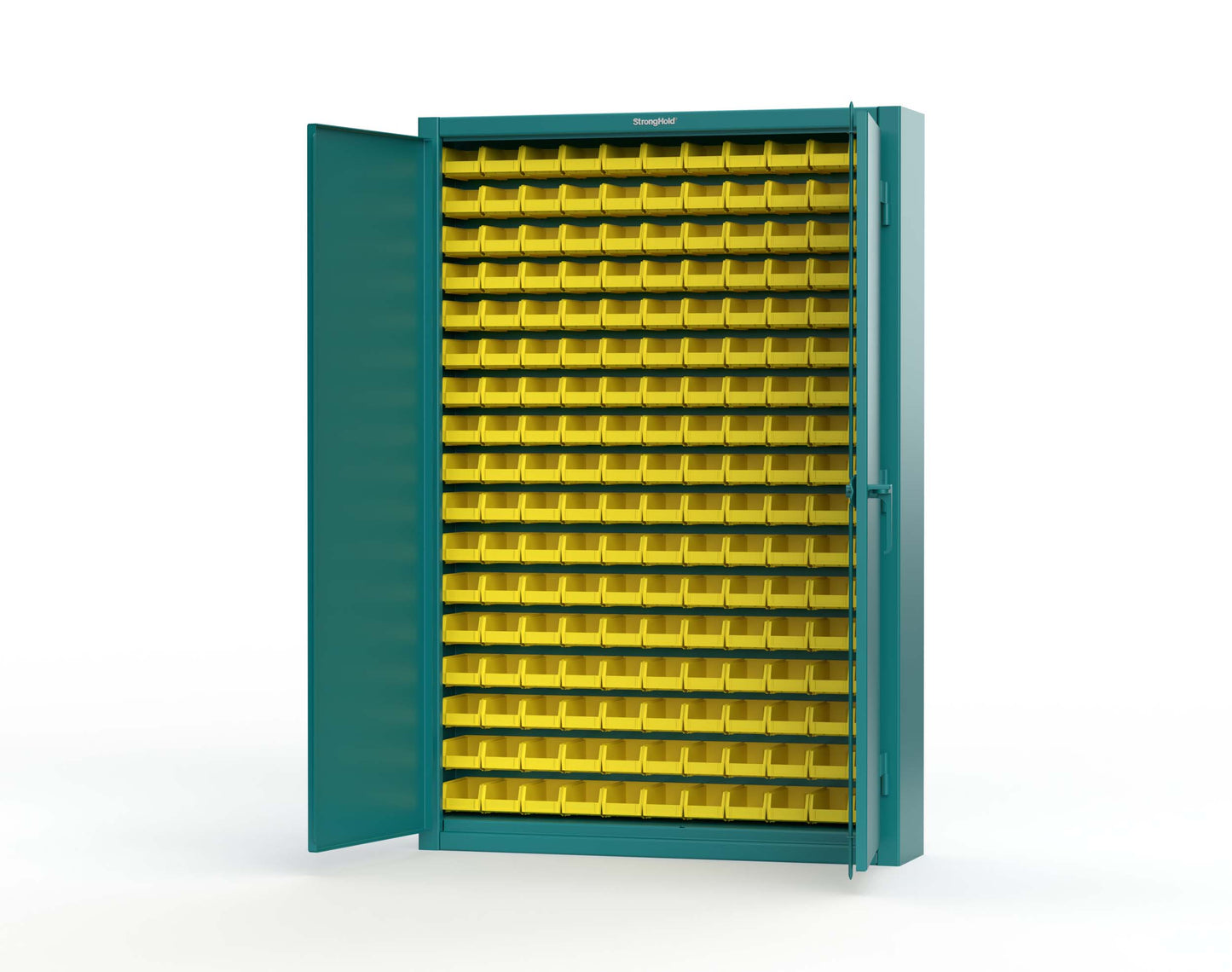 Extreme Duty 12 GA Industrial Slim-Line Cabinet with Bins - 48 In. W x 10 In. D x 72 In. H - 46-BSC-100-5021