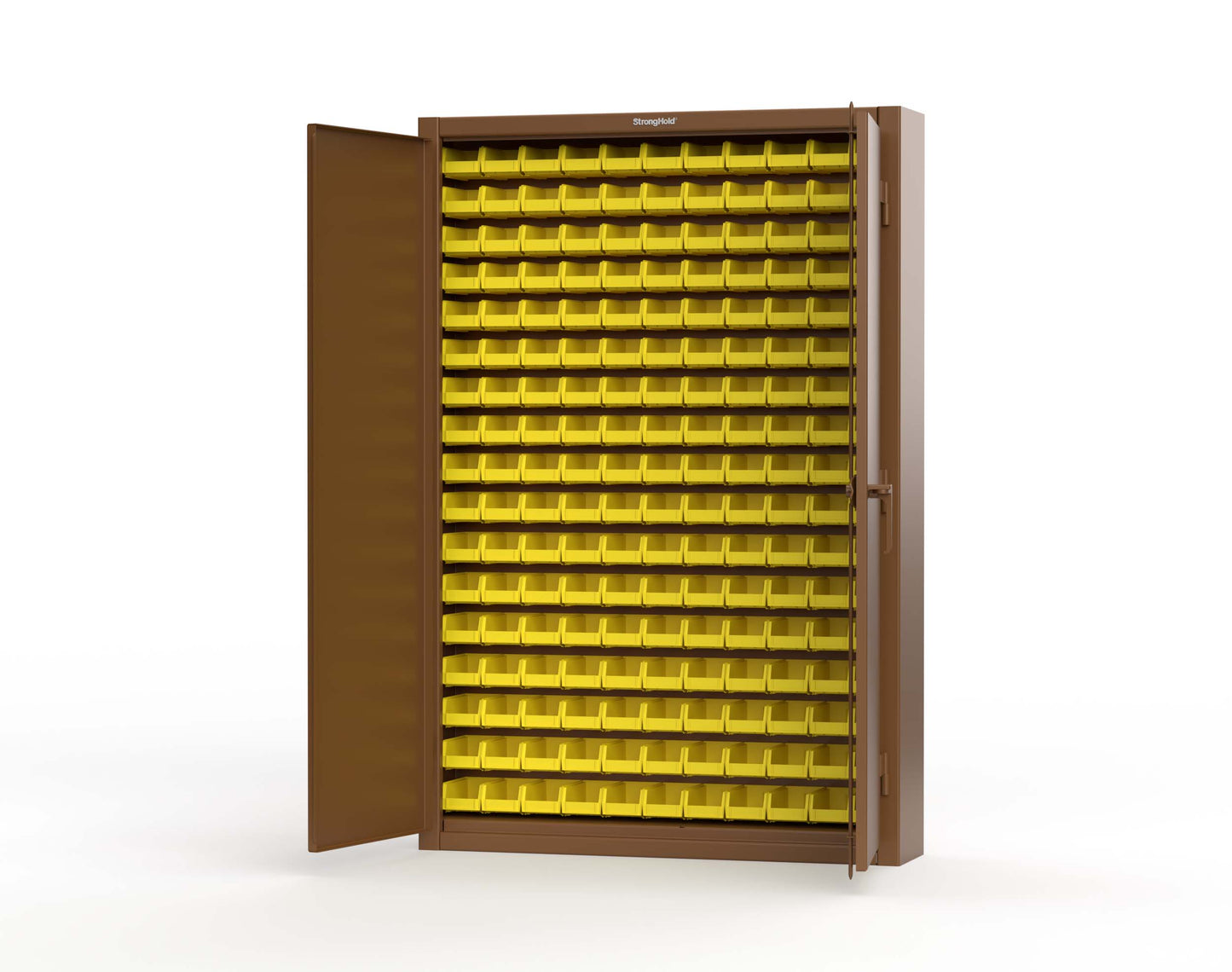 Extreme Duty 12 GA Industrial Slim-Line Cabinet with Bins - 48 In. W x 10 In. D x 72 In. H - 46-BSC-100-8008